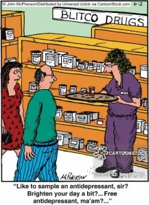 'Like to sample an antidepressant, sir?...'